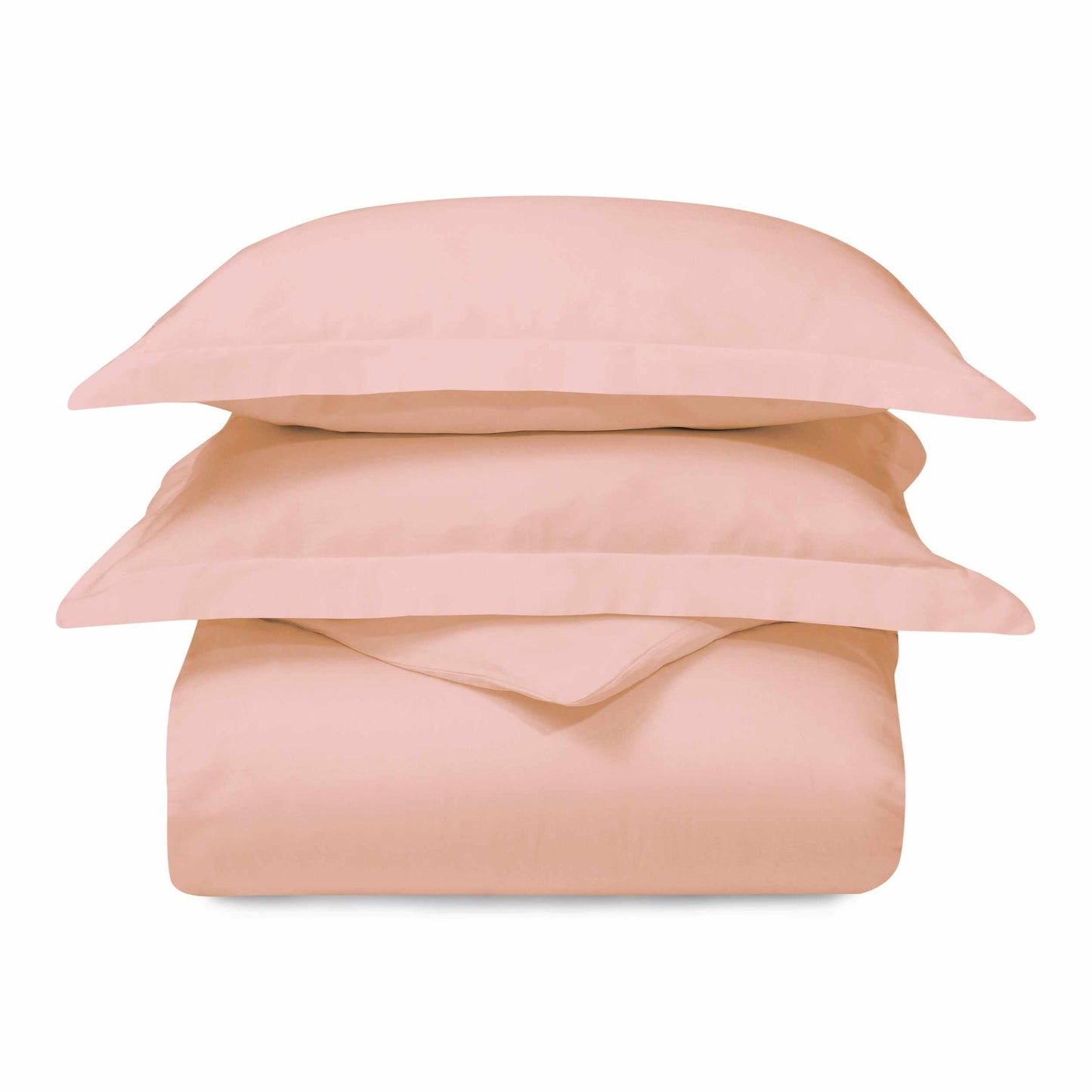 Superior 300 Thread Count Cotton Breathable Solid Duvet Cover Set - Peach