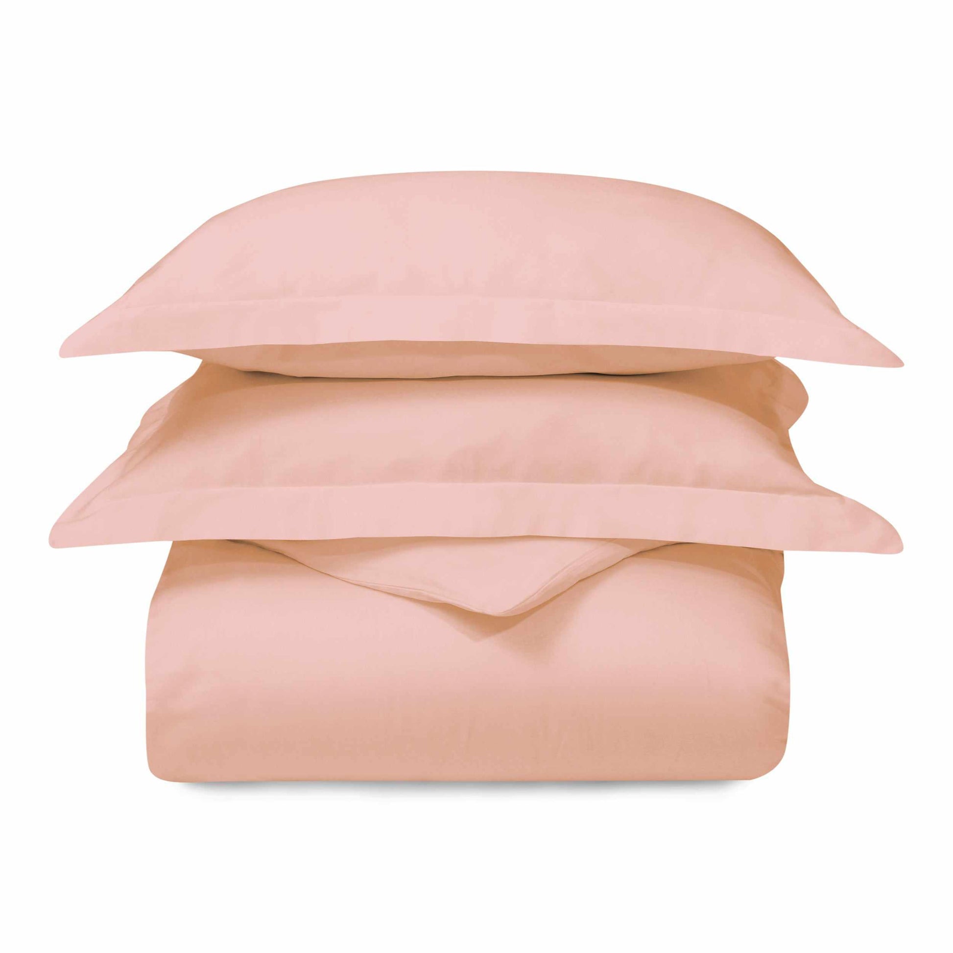 Superior 300 Thread Count Cotton Breathable Solid Duvet Cover Set - Peach
