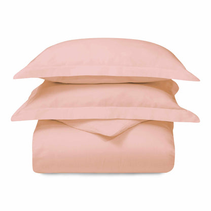 Superior 300 Thread Count Cotton Breathable Solid Duvet Cover Set - Peach