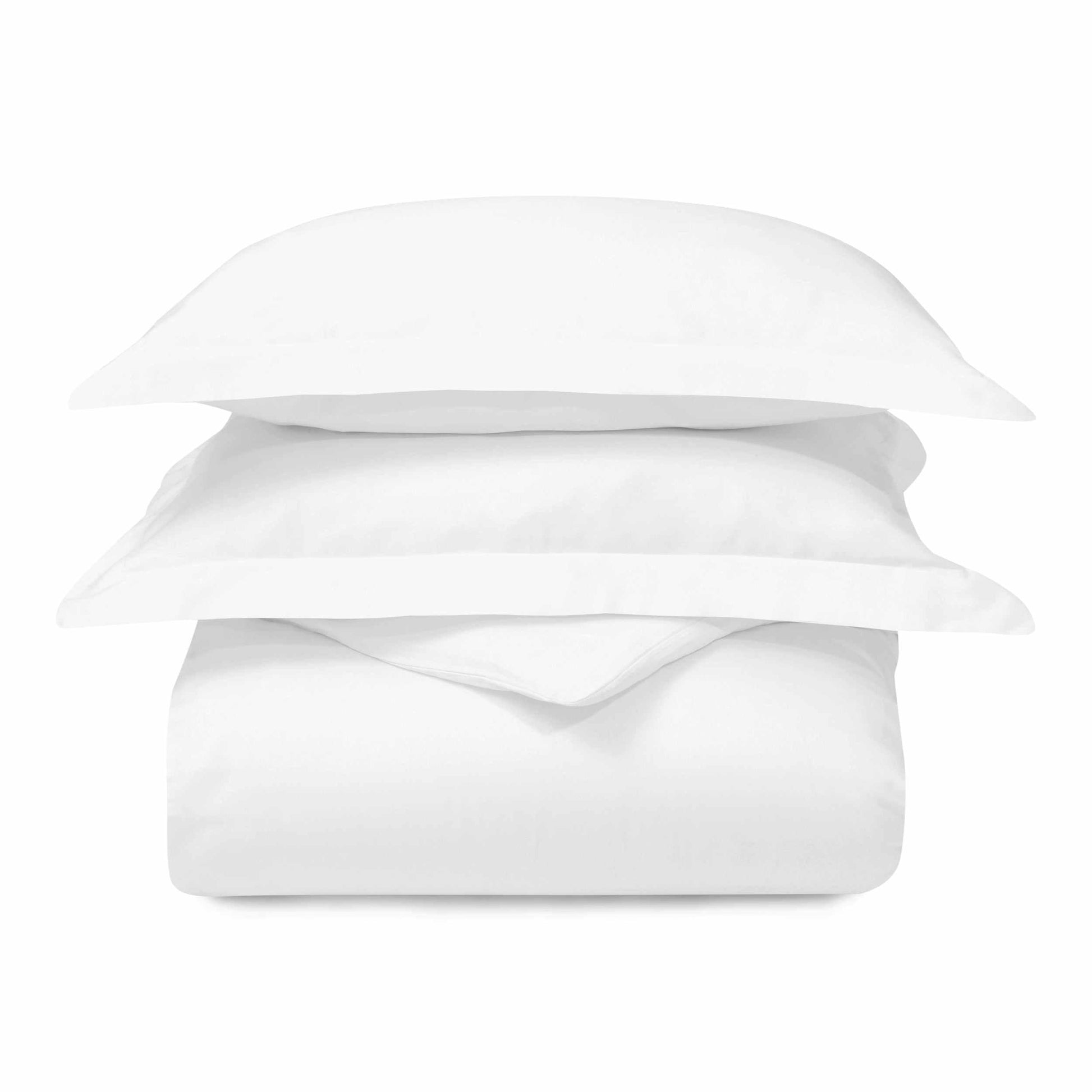 Superior 300 Thread Count Cotton Breathable Solid Duvet Cover Set - White