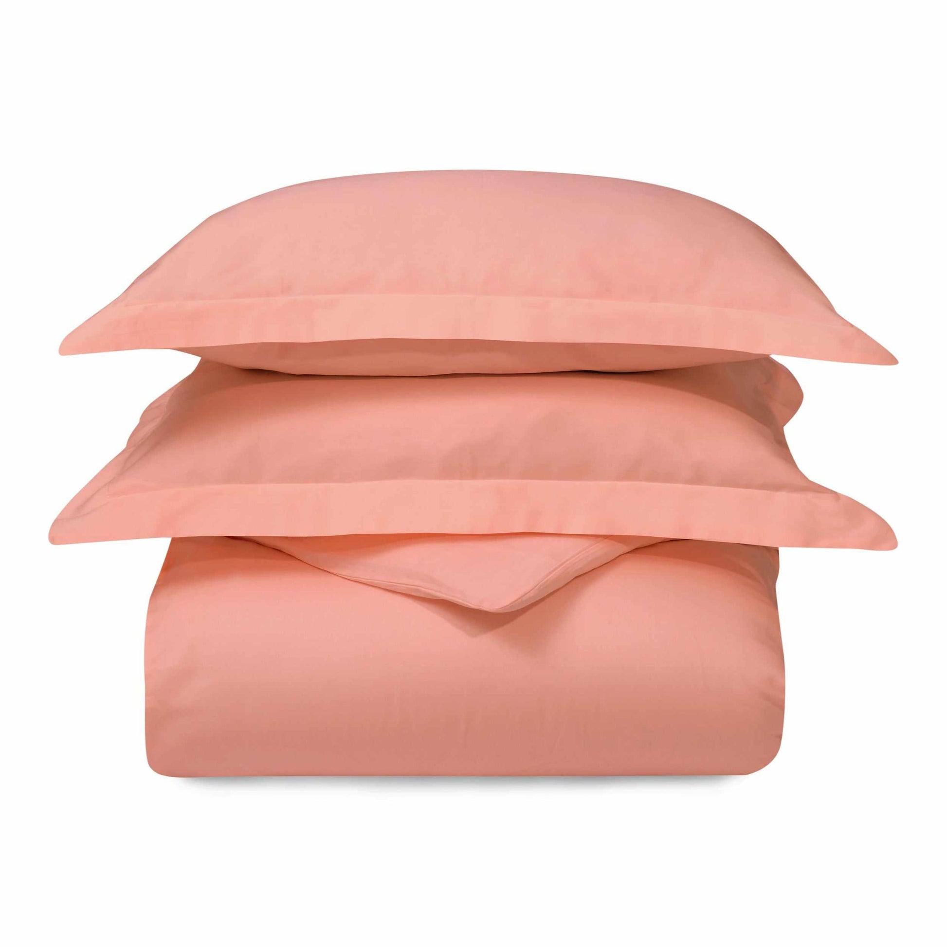 Superior 300 Thread Count Cotton Breathable Solid Duvet Cover Set - Coral