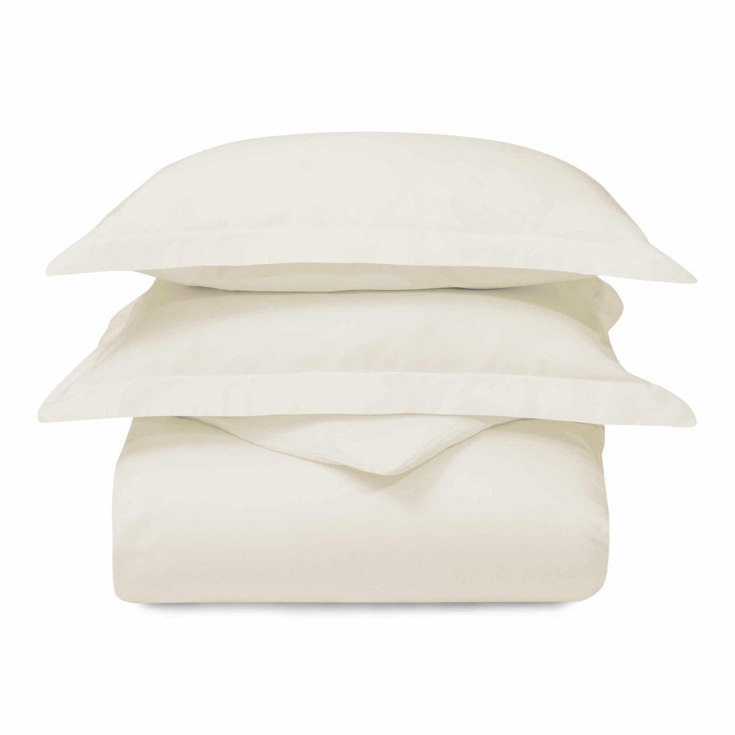 Superior 300 Thread Count Cotton Breathable Solid Duvet Cover Set - Ivory