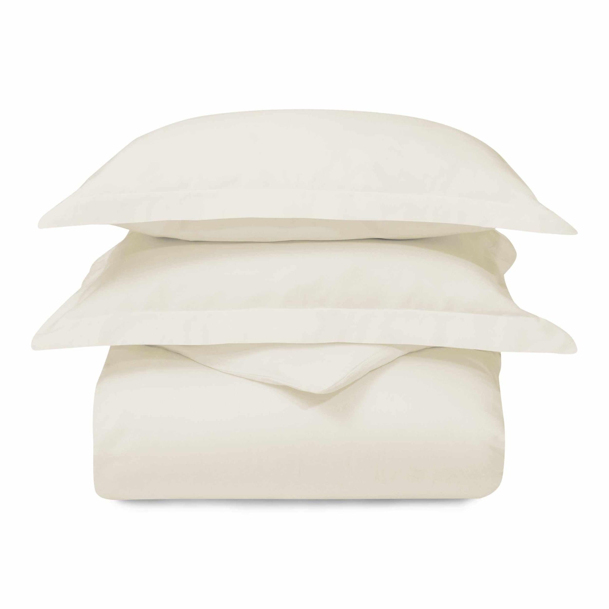 Superior 300 Thread Count Cotton Breathable Solid Duvet Cover Set - Ivory