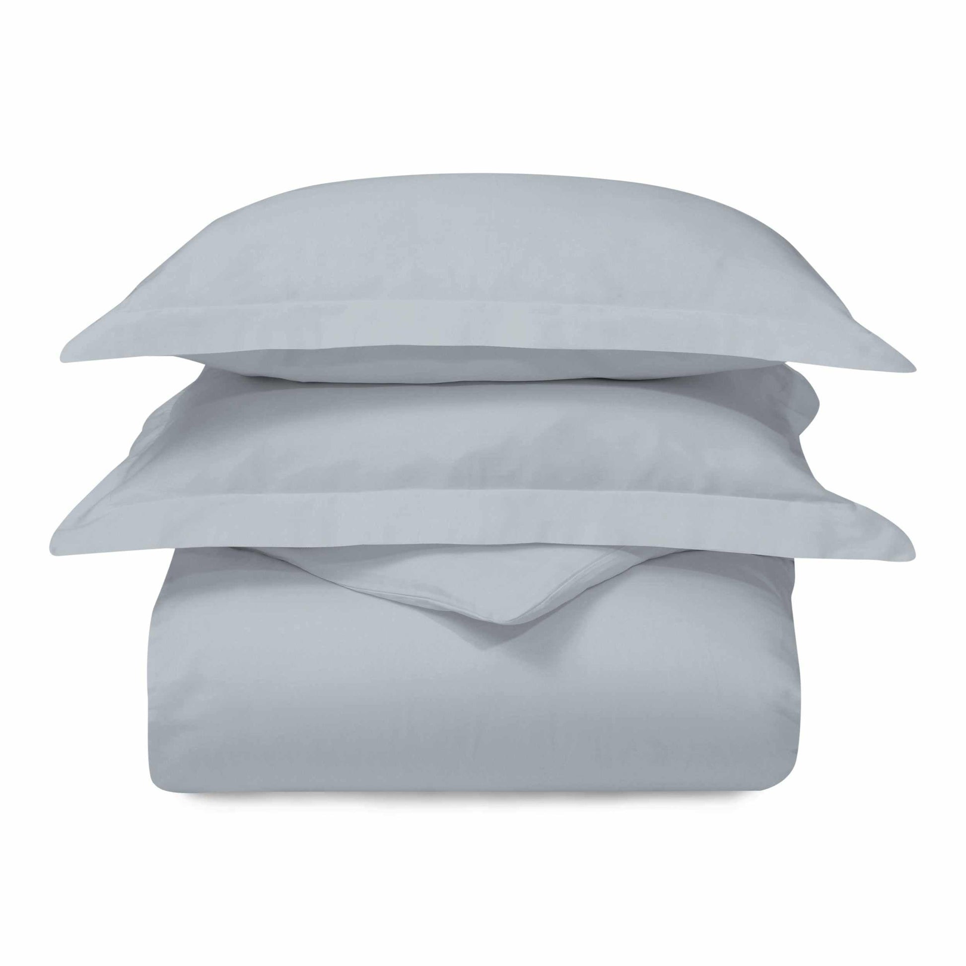 Superior 300 Thread Count Cotton Breathable Solid Duvet Cover Set - Light Blue