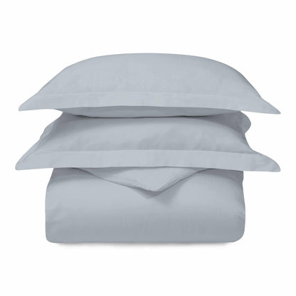 Superior 300 Thread Count Cotton Breathable Solid Duvet Cover Set - Light Blue