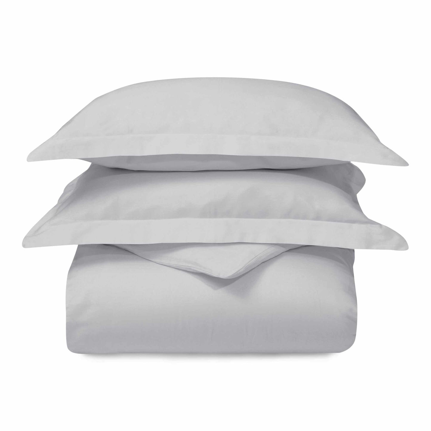 Superior 300 Thread Count Cotton Breathable Solid Duvet Cover Set - Light Grey