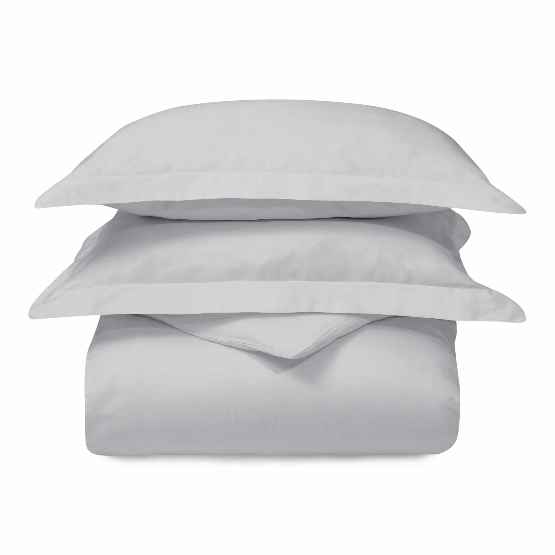 Superior 300 Thread Count Cotton Breathable Solid Duvet Cover Set - Light Grey