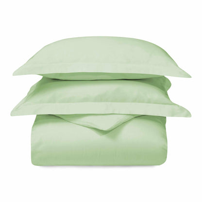 Superior 300 Thread Count Cotton Breathable Solid Duvet Cover Set - Mint