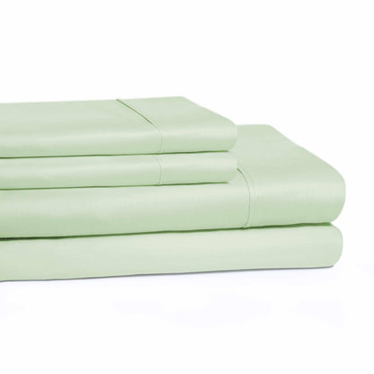  300 Thread Count Cotton Wrinkle Resistant Deep Pocket Solid Sheet Set - Mint