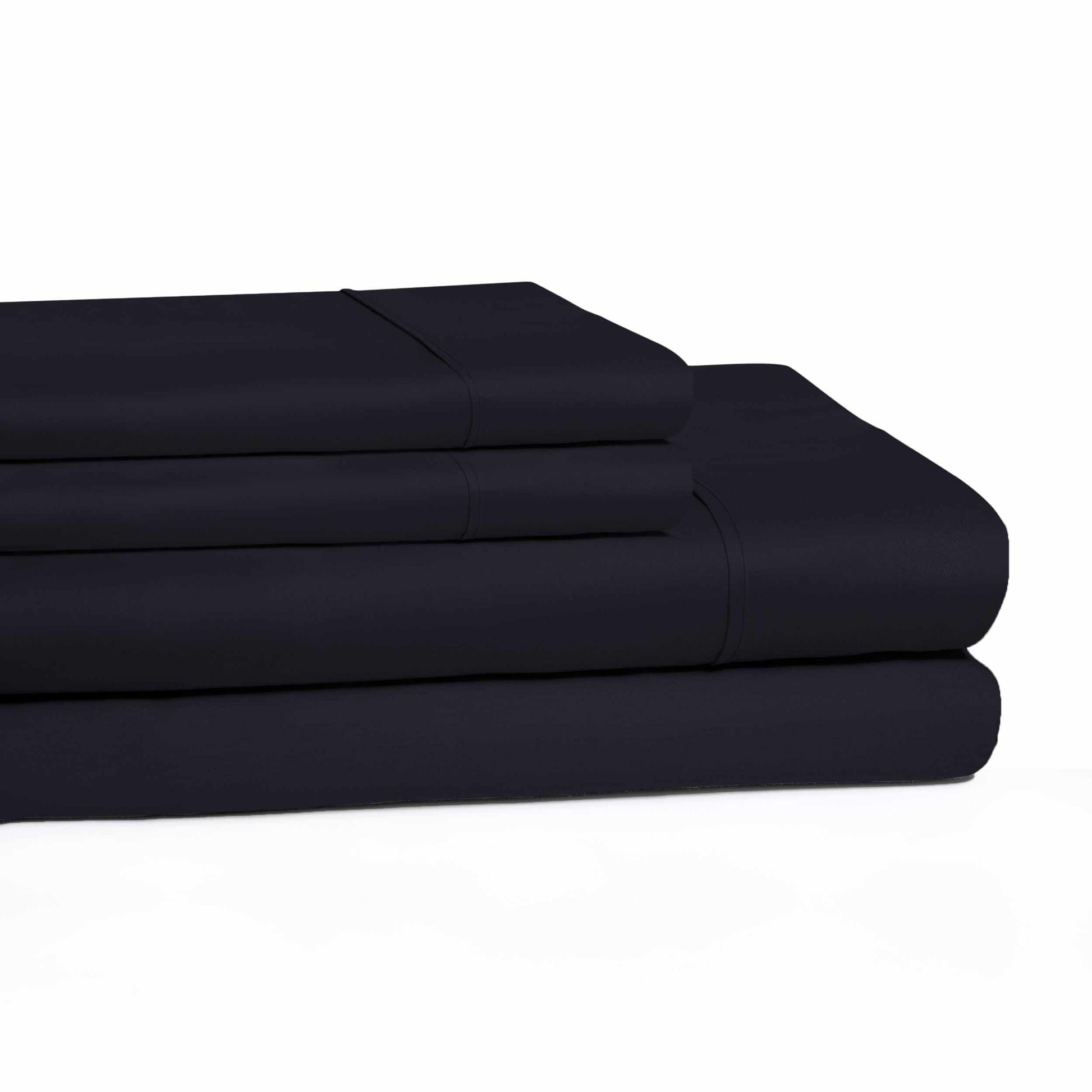  300 Thread Count Cotton Wrinkle Resistant Deep Pocket Solid Sheet Set - Navy Blue