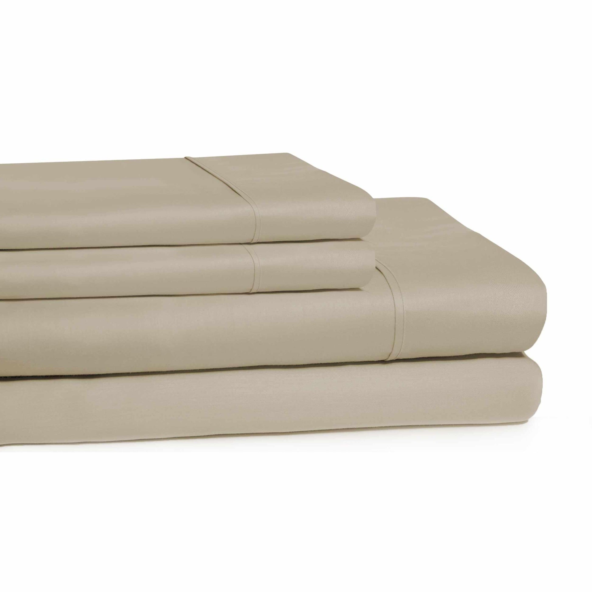  300 Thread Count Cotton Wrinkle Resistant Deep Pocket Solid Sheet Set - Tan