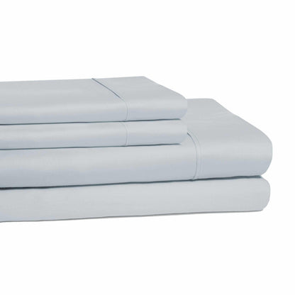  300 Thread Count Cotton Wrinkle Resistant Deep Pocket Solid Sheet Set - Light Blue