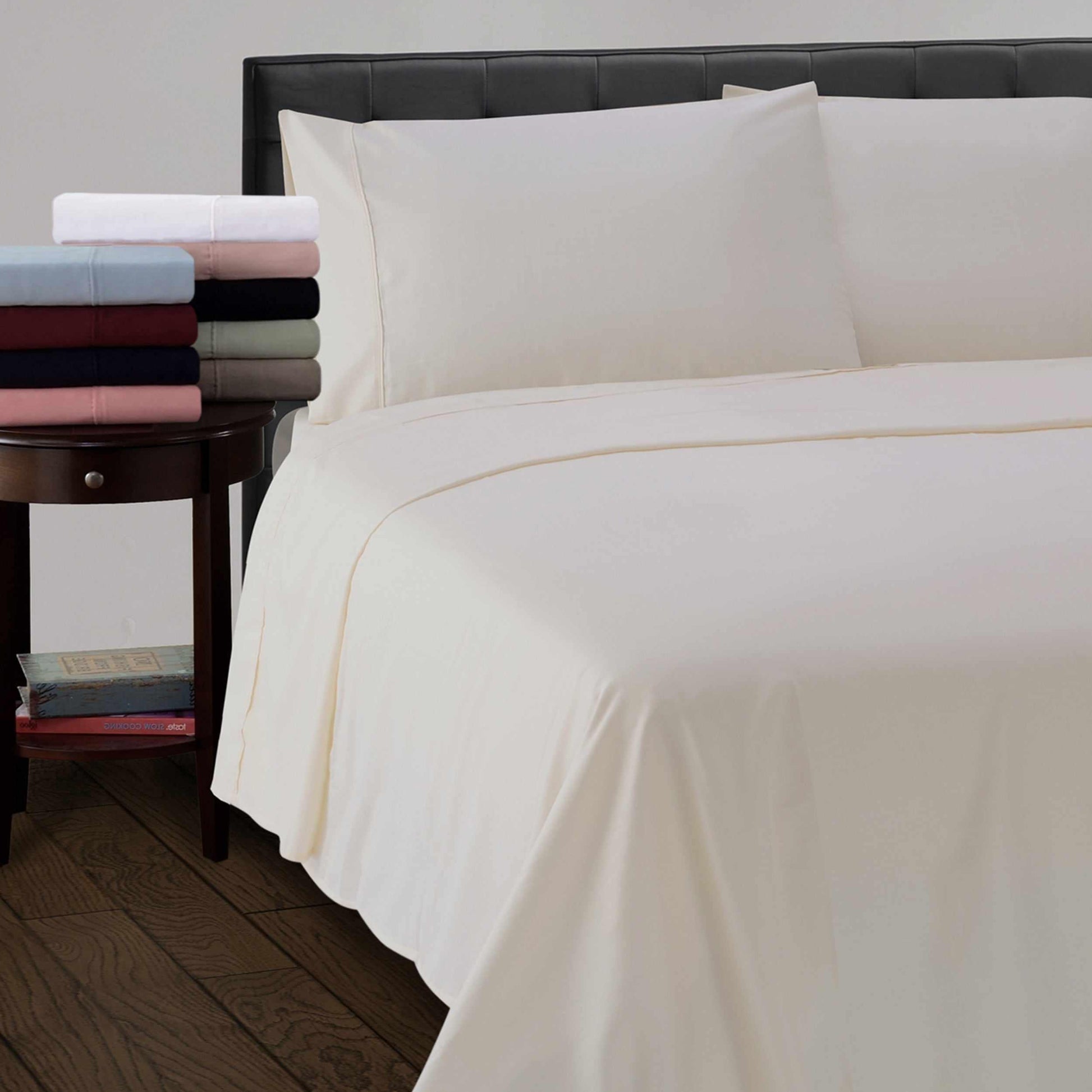  300 Thread Count Cotton Wrinkle Resistant Deep Pocket Solid Sheet Set - Ivory