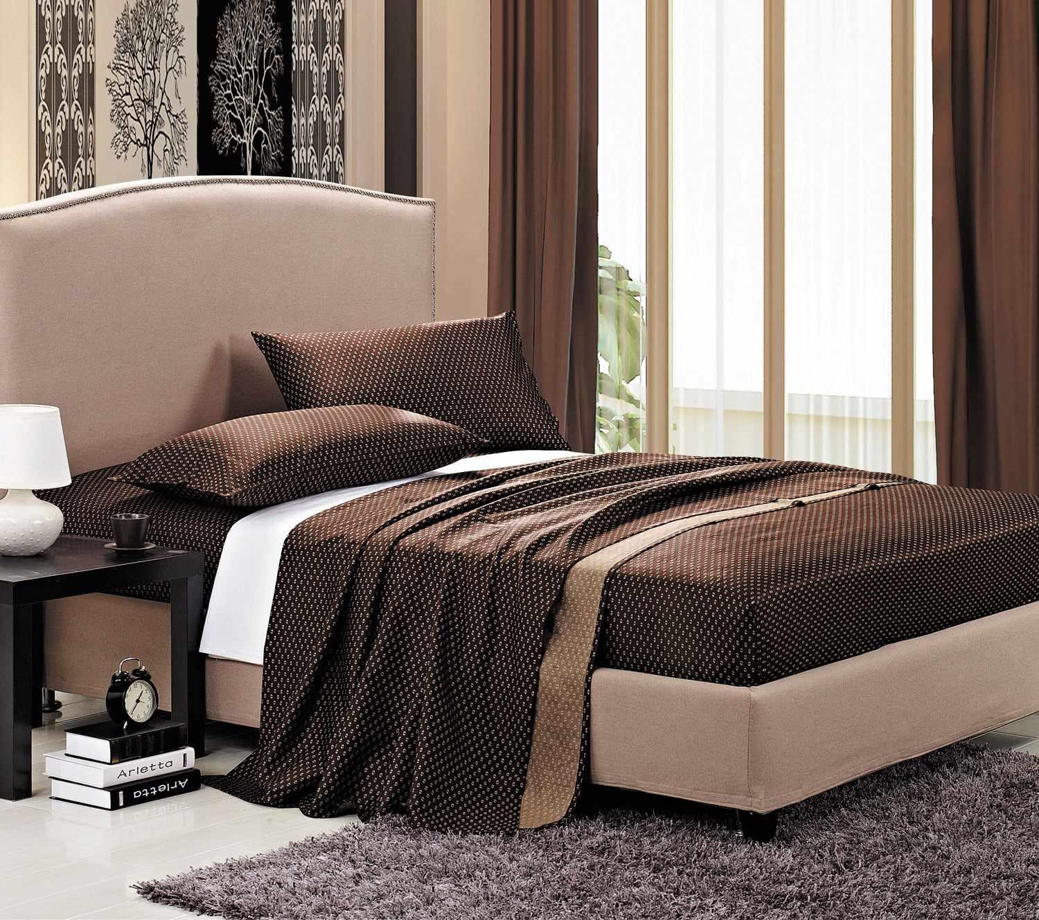 Superior 300-Thread Count Long-Staple Cotton Single Ply Bed Sheet Set - Brick
