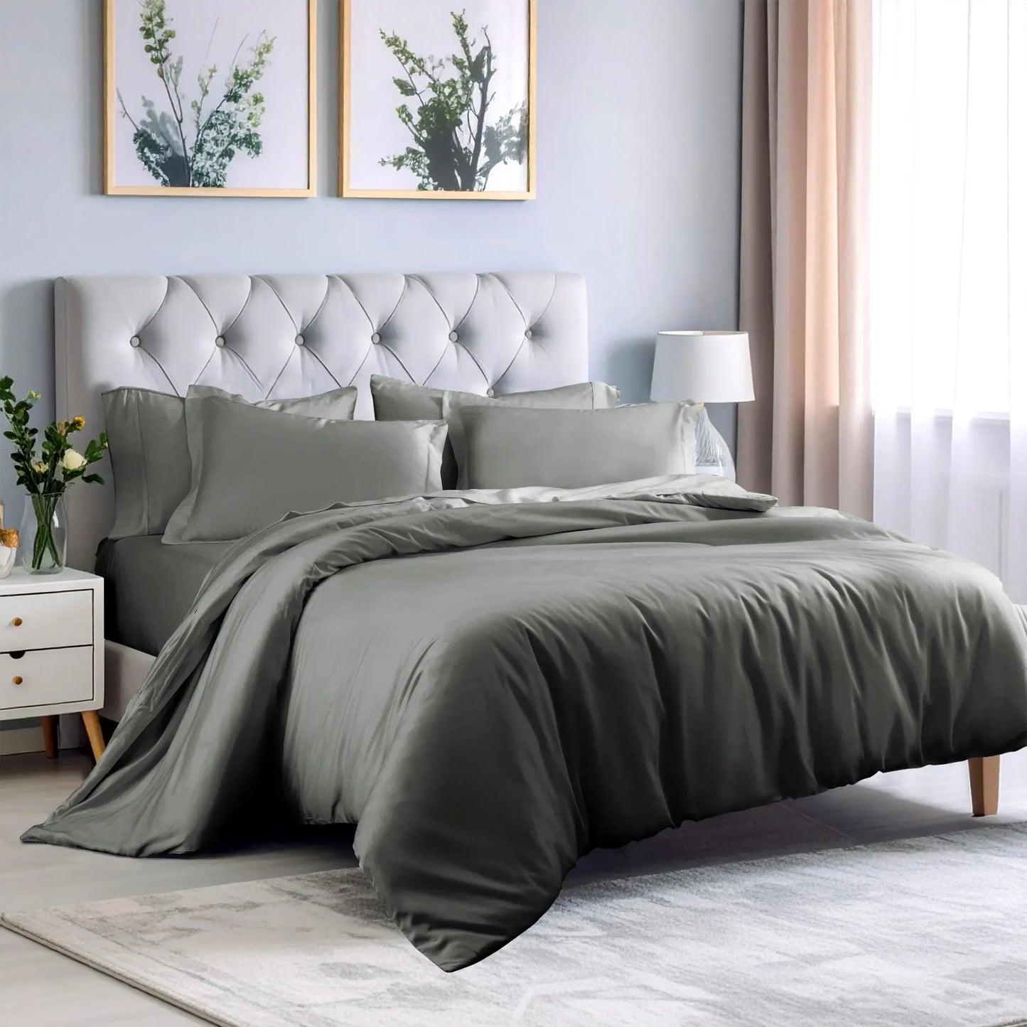 100% Rayon From Bamboo 300 Thread Count Solid Duvet Cover Set