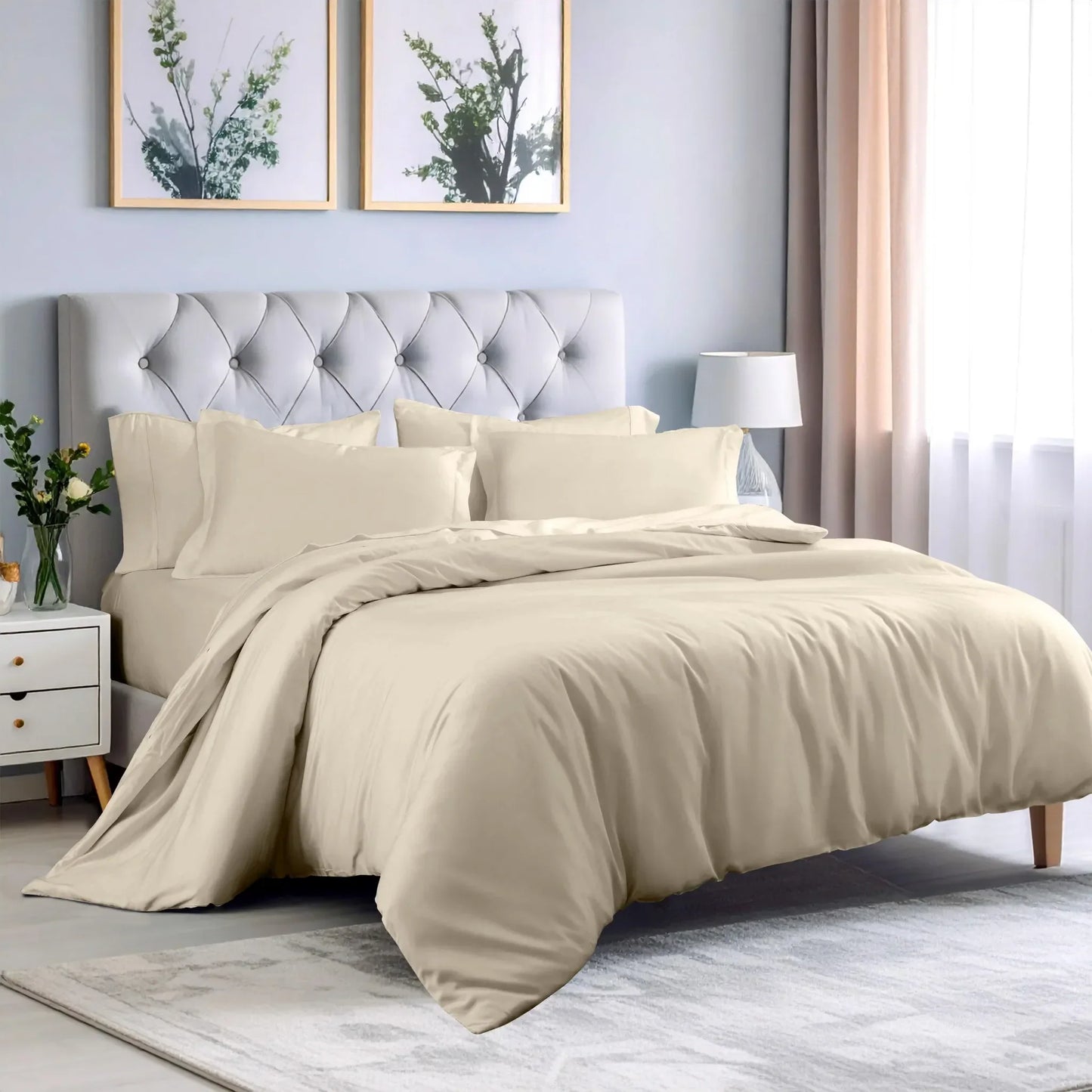 100% Rayon From Bamboo 300 Thread Count Solid Duvet Cover Set