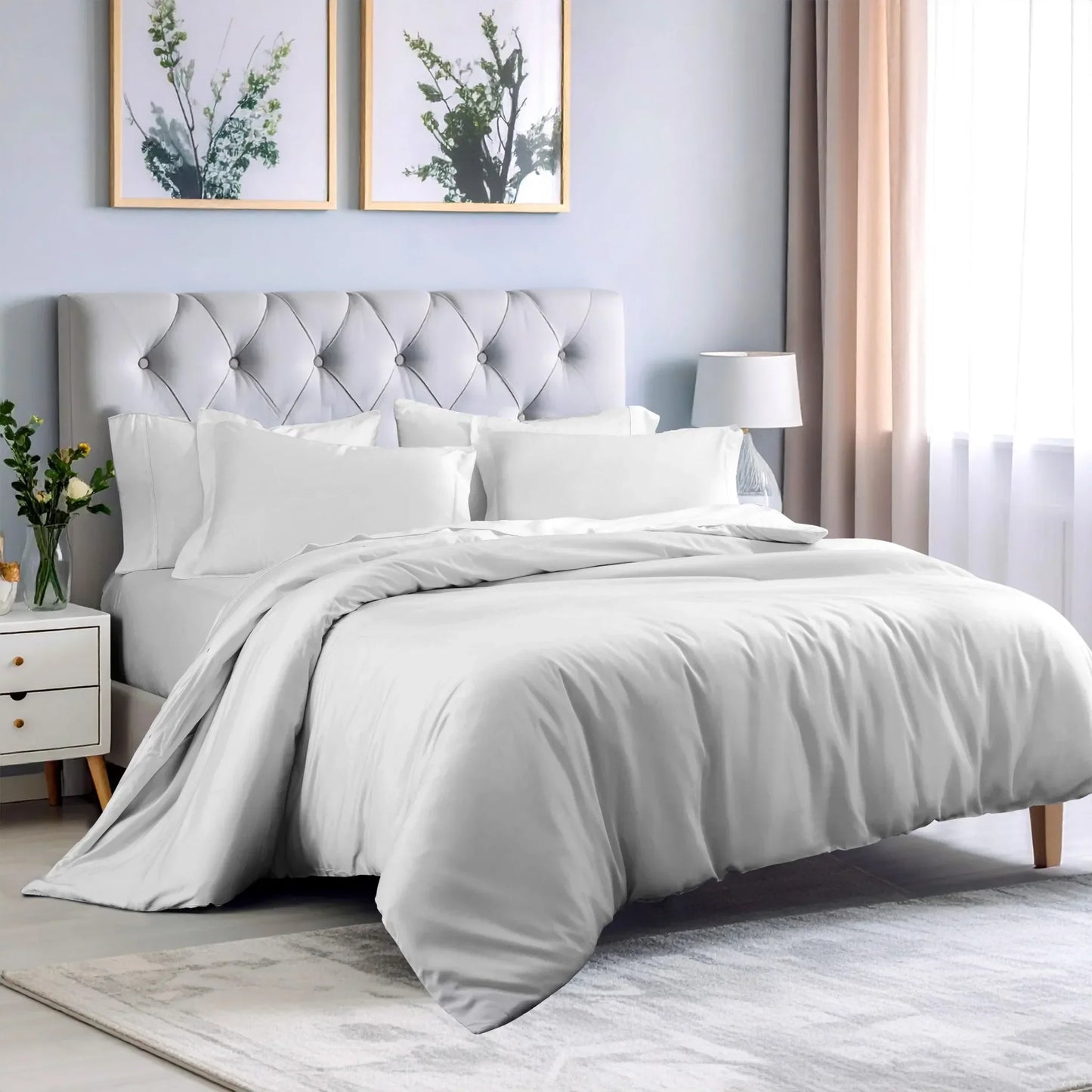 100% Rayon From Bamboo 300 Thread Count Solid Duvet Cover Set