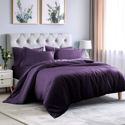 100% Rayon From Bamboo 300 Thread Count Solid Duvet Cover Set