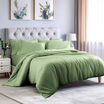 100% Rayon From Bamboo 300 Thread Count Solid Duvet Cover Set