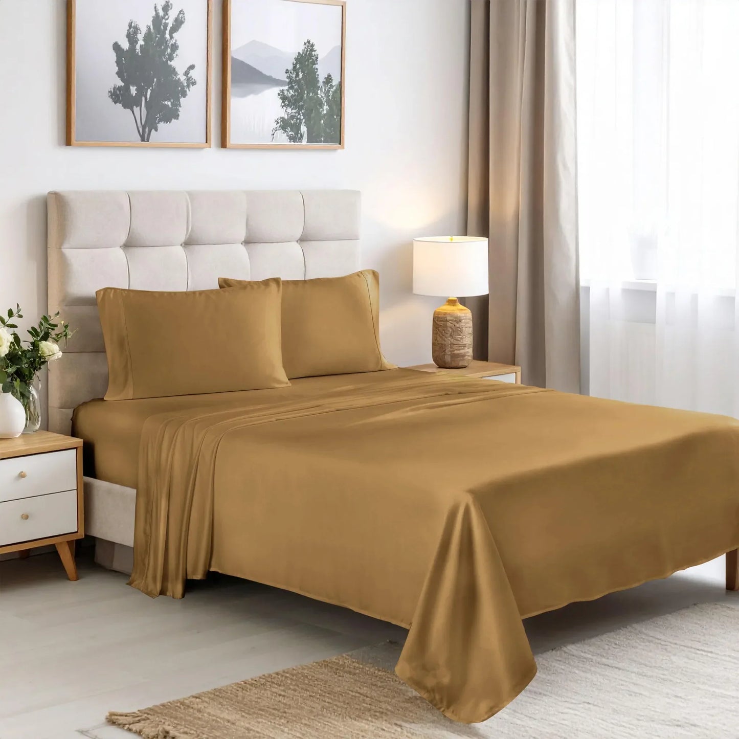 300 Thread Count Rayon From Bamboo Solid Deep Pocket Sheet Set