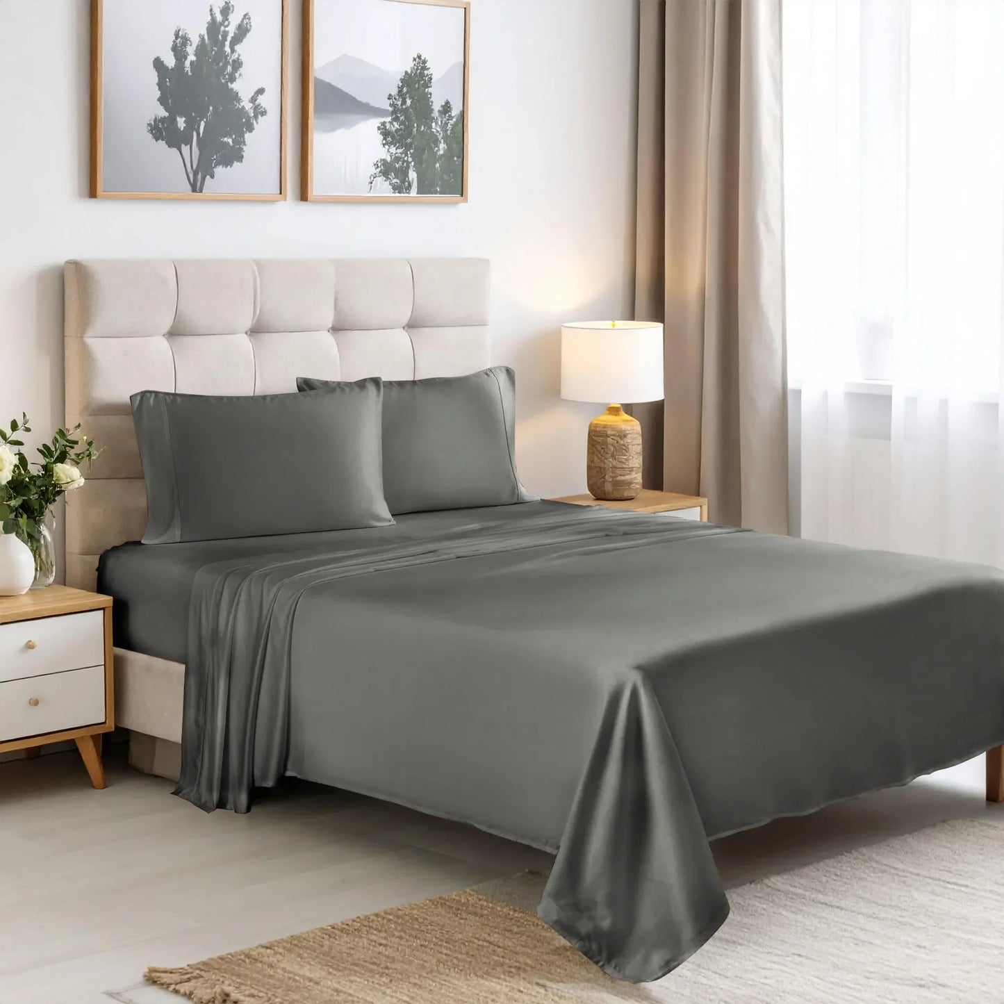 300 Thread Count Rayon From Bamboo Solid Deep Pocket Sheet Set