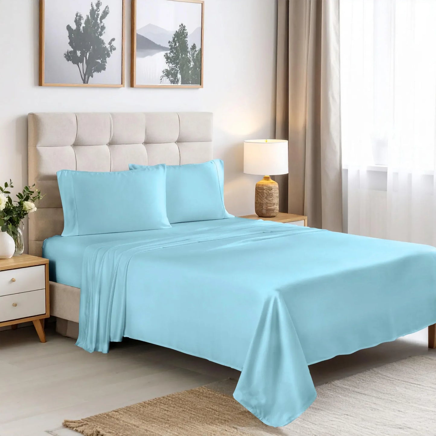 300 Thread Count Rayon From Bamboo Solid Deep Pocket Sheet Set