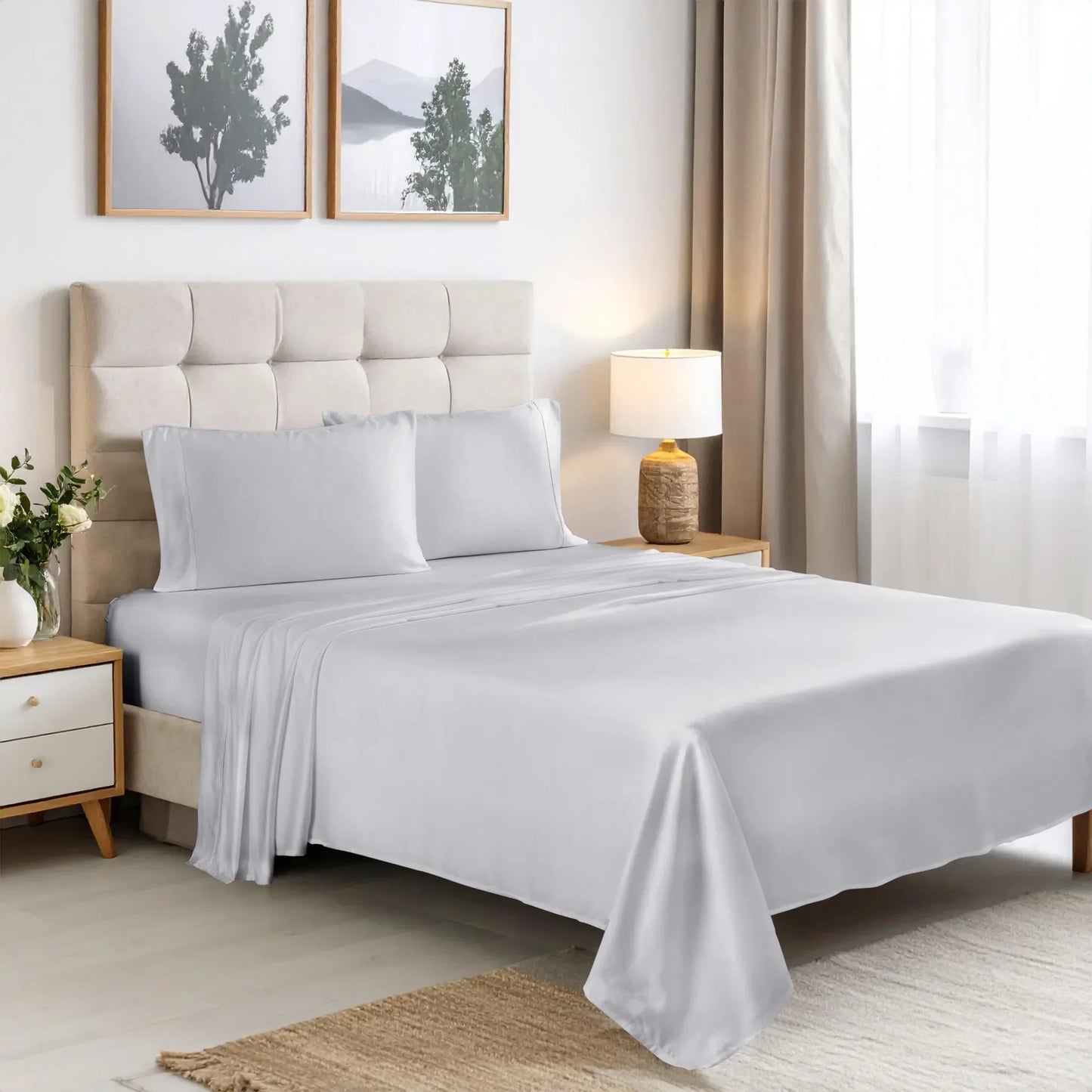 300 Thread Count Rayon From Bamboo Solid Deep Pocket Sheet Set