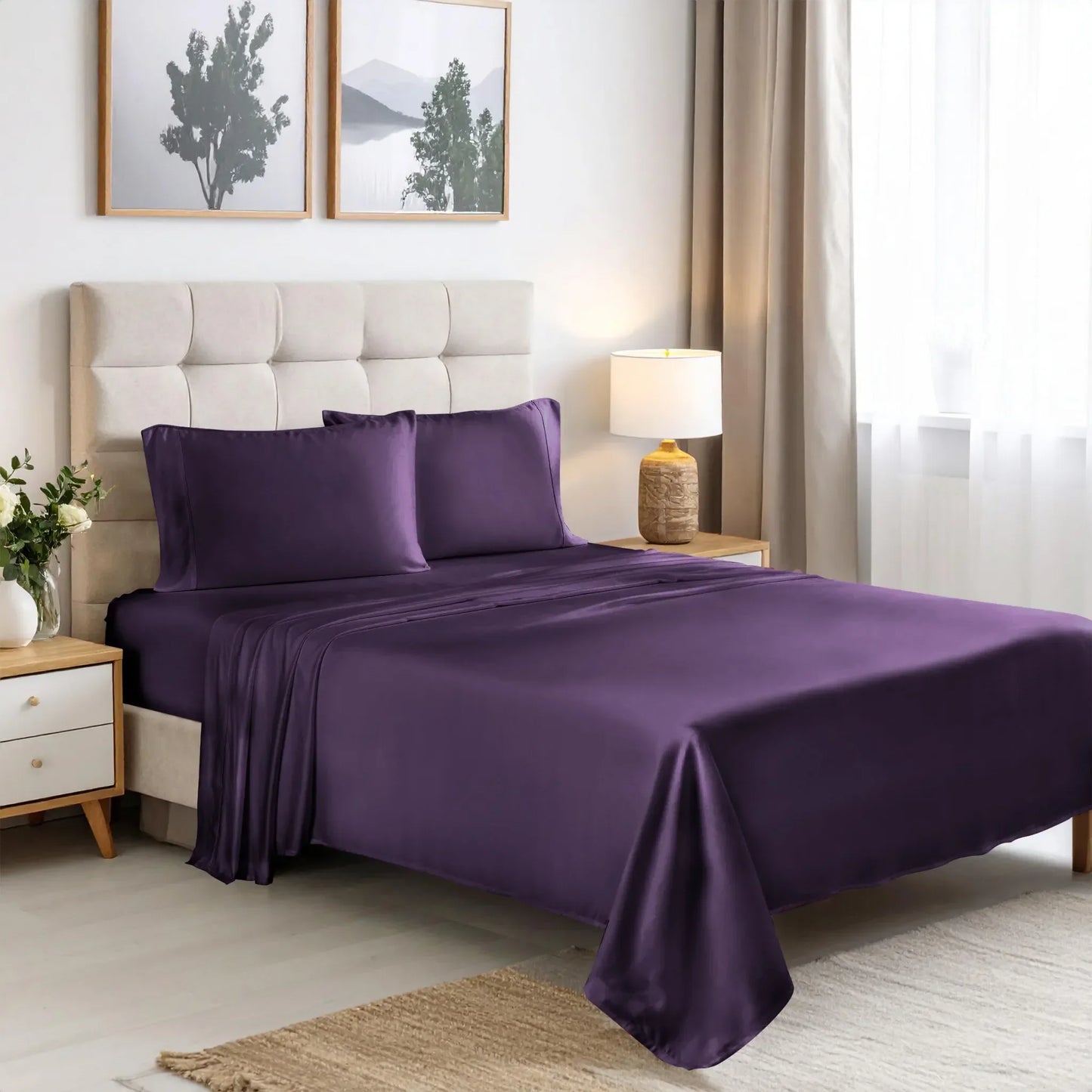 300 Thread Count Rayon From Bamboo Solid Deep Pocket Sheet Set