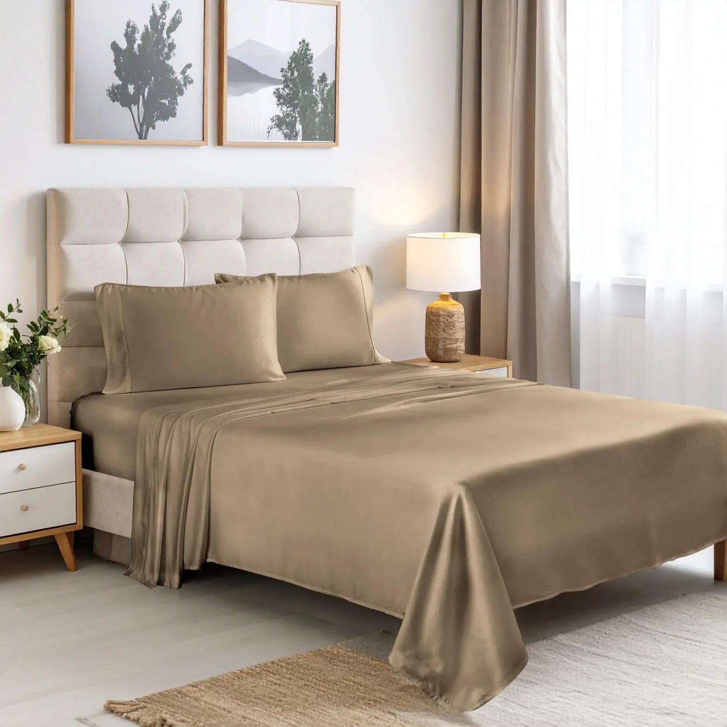 300 Thread Count Rayon From Bamboo Solid Deep Pocket Sheet Set