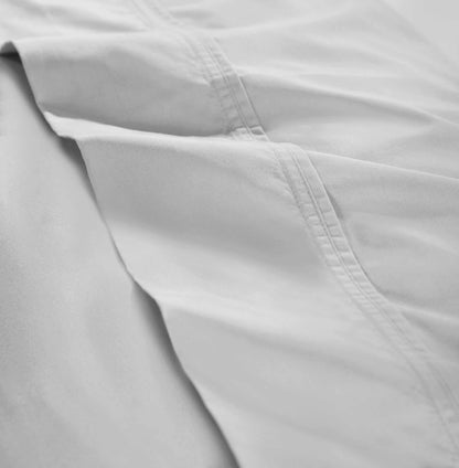 Organic Cotton 300 Thread Count Percale Deep Pocket Fitted Bed Sheet- Silver