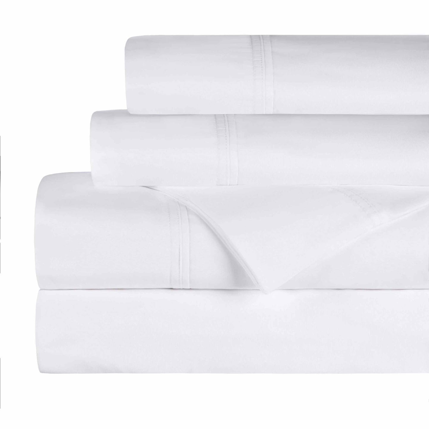 Organic Cotton 300 Thread Count Percale Deep Pocket Fitted Bed Sheet-White