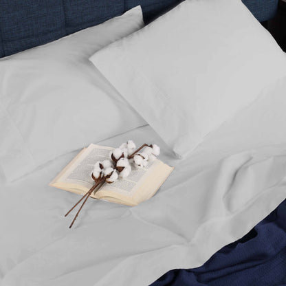 Organic Cotton 300 Thread Count Percale Extra Deep Pocket Sheet Set -Silver