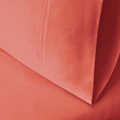 Superior Egyptian Cotton 300 Thread Count Solid Pillowcase Set - Coral