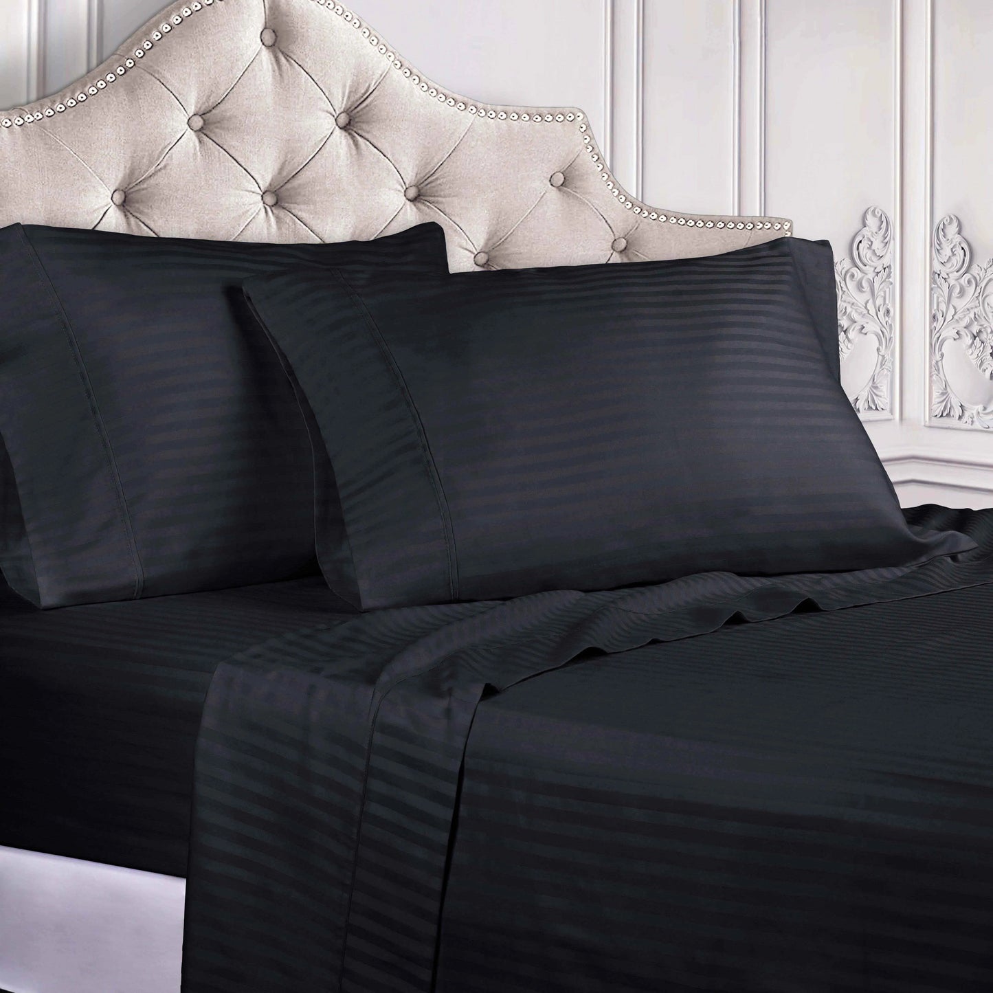 300 Thread Count Egyptian Cotton Striped Deep Pocket Sheet Set