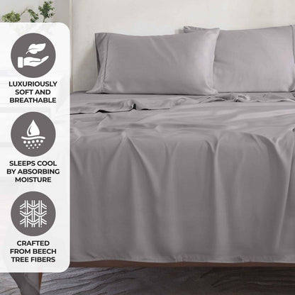 300 Thread Count Modal from Beechwood Solid Pillowcase Set - Grey