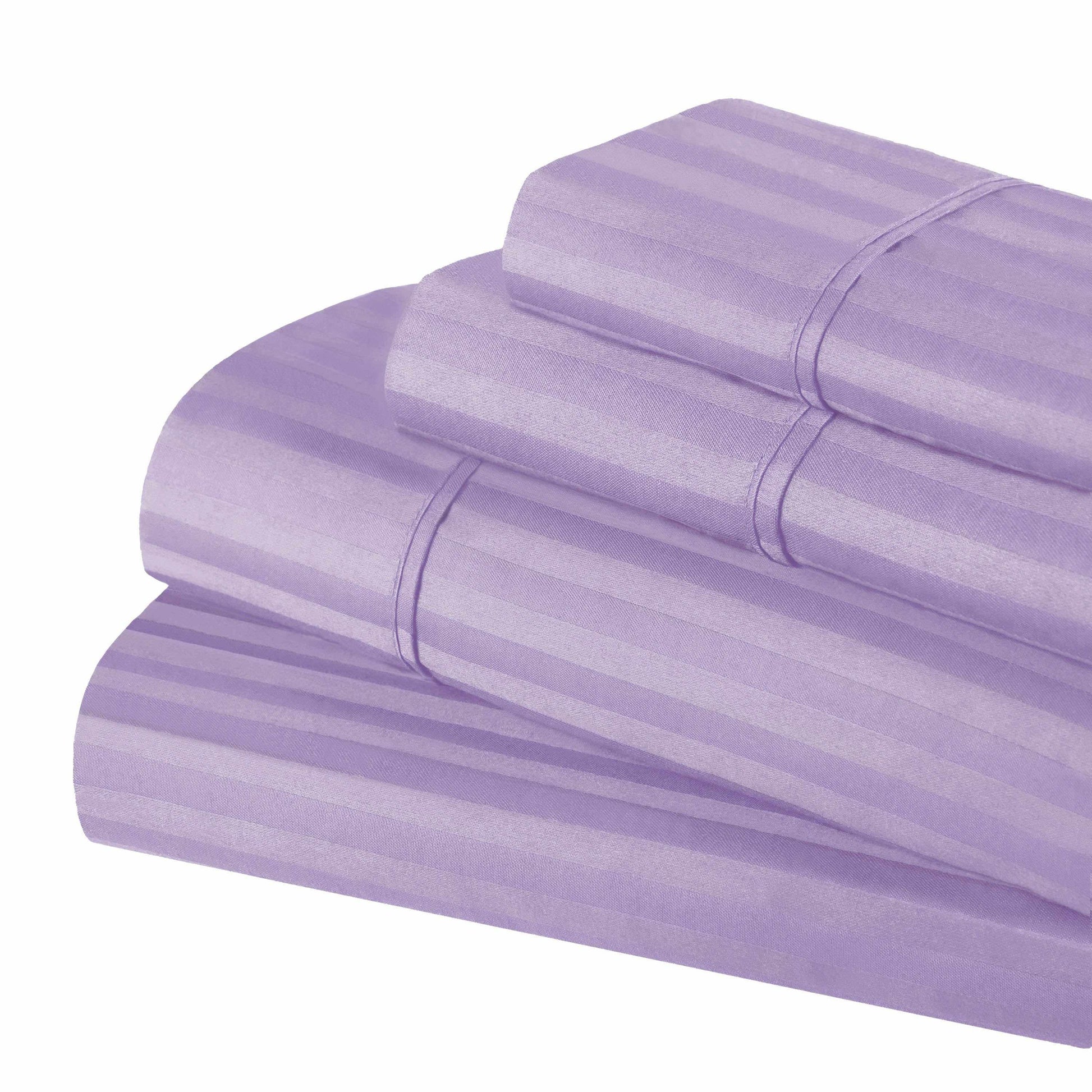 Superior 300 Thread-Count Premium Egyptian Cotton Stripe Sheet Set - Lavender
