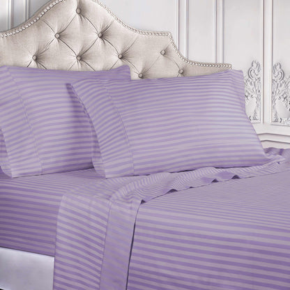 Superior 300 Thread-Count Premium Egyptian Cotton Stripe Sheet Set - Lavender