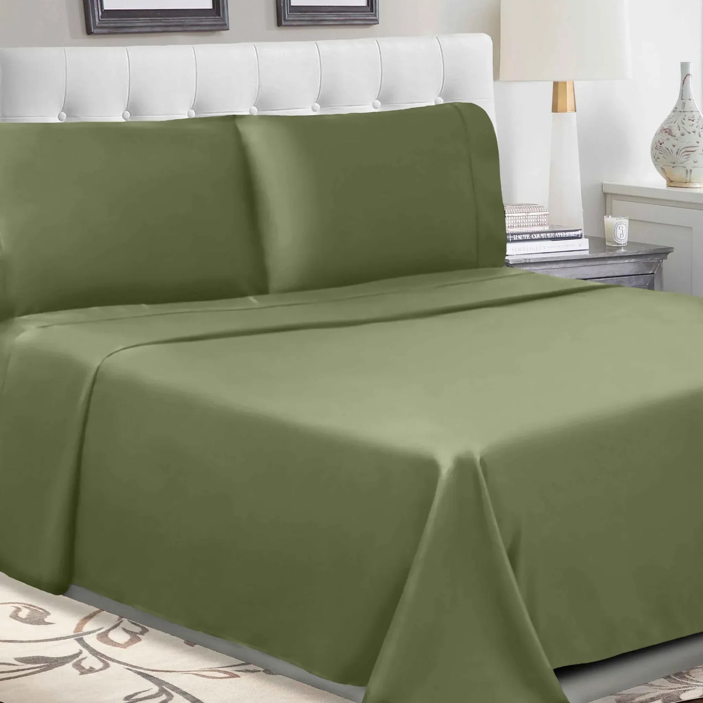 300 Thread Count Cotton Percale Solid Deep Pocket Sheet Set