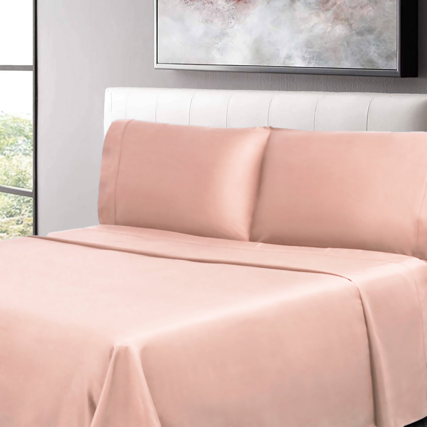 Superior 100% Cotton Percale 300 Thread Count Sheet Set - Blush