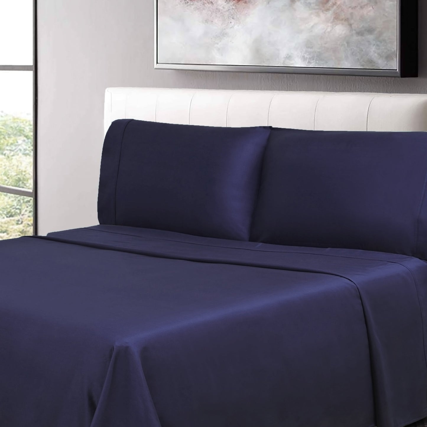 Superior 100% Cotton Percale 300 Thread Count Sheet Set - Crown Blue