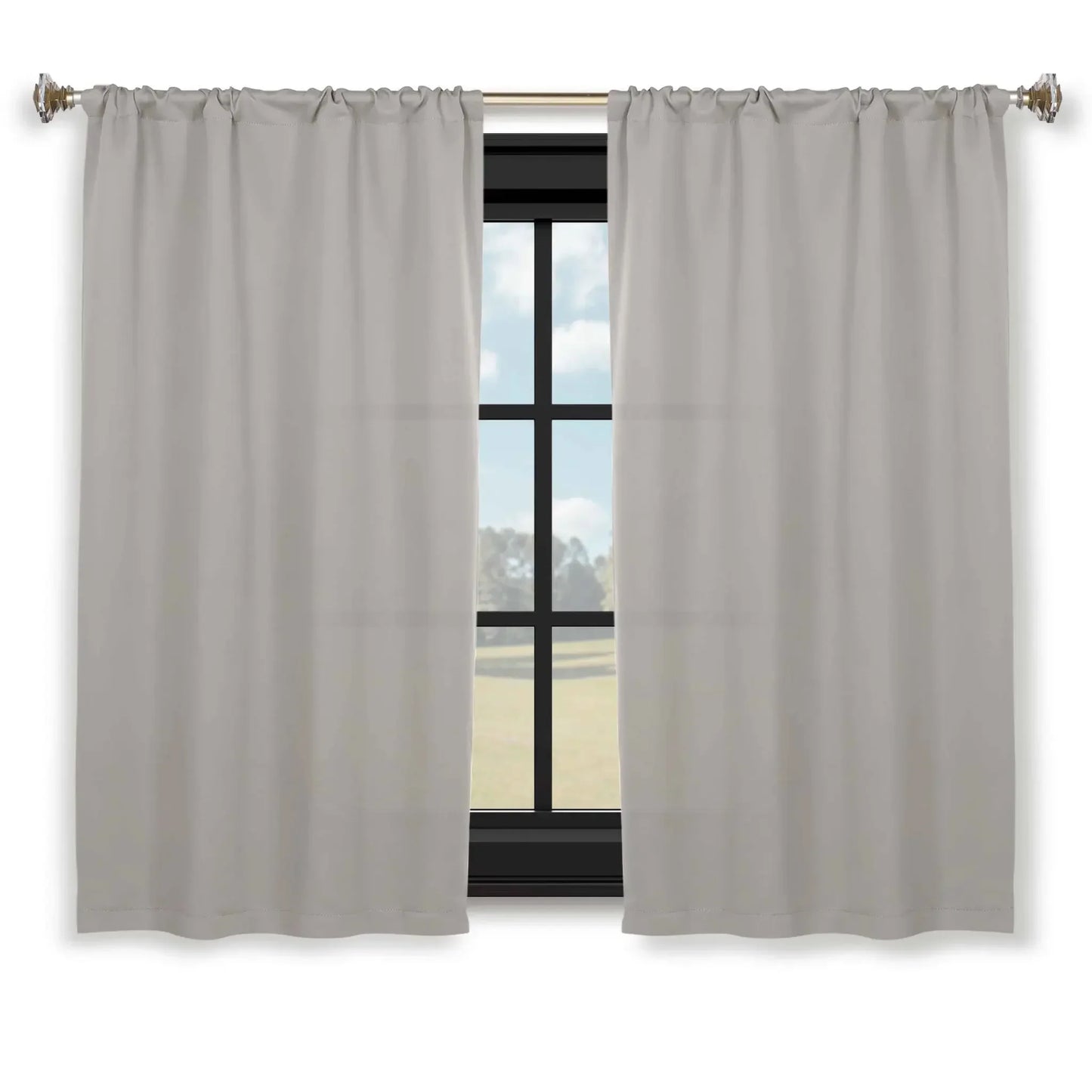 Solid Room Darkening Rod Pocket Blackout Curtain Panels, Set of 2