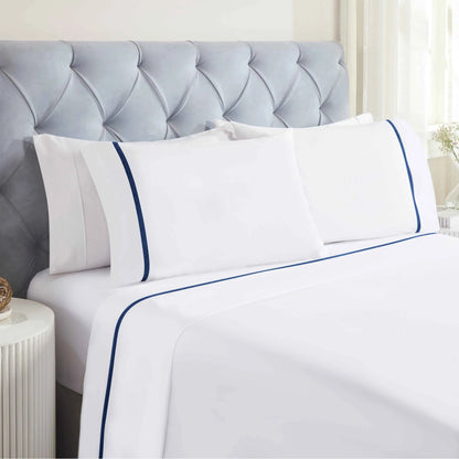 Riverton Cotton Cross-Stitch Embroidered Deep Pocket Bed Sheet Set