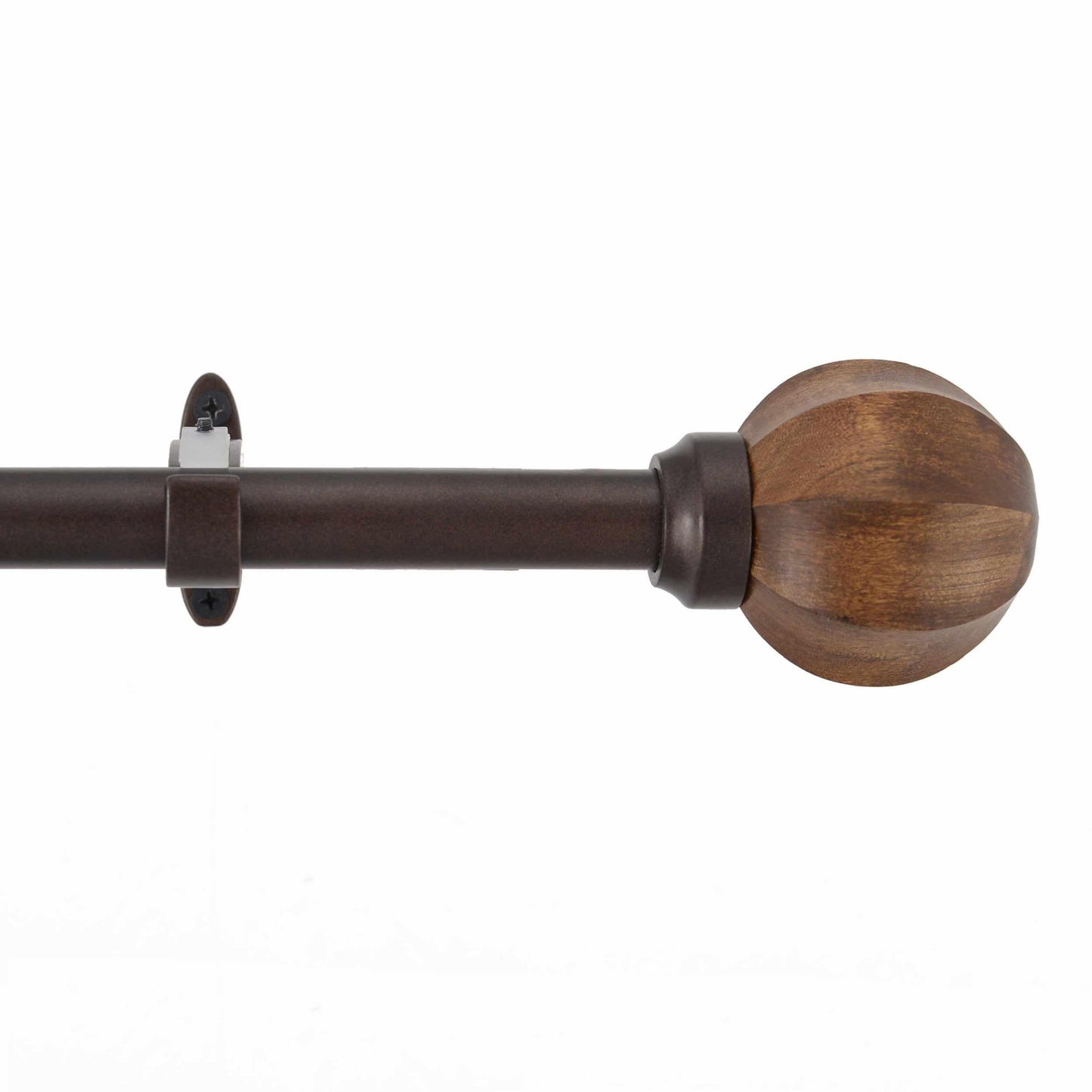  Gilon Expandable Window Curtain Rod with Carved Wooden Ball Finials - Chestnut