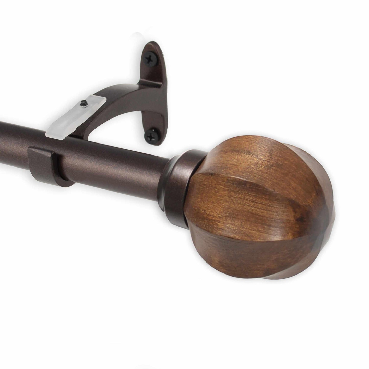  Gilon Expandable Window Curtain Rod with Carved Wooden Ball Finials - Chestnut
