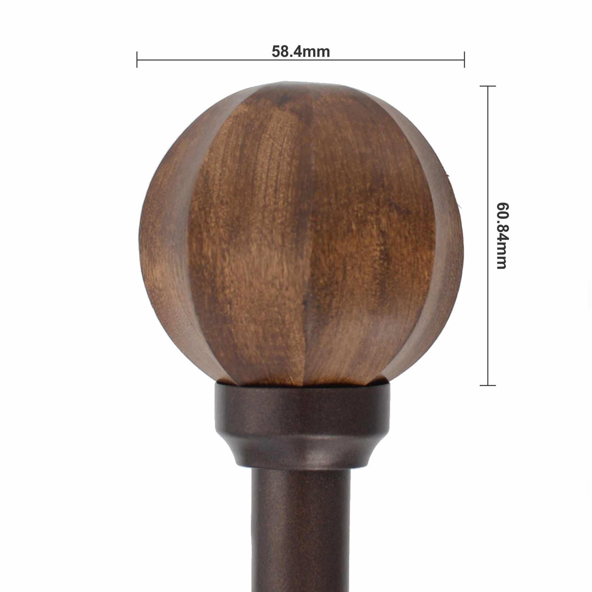  Gilon Expandable Window Curtain Rod with Carved Wooden Ball Finials - Chestnut