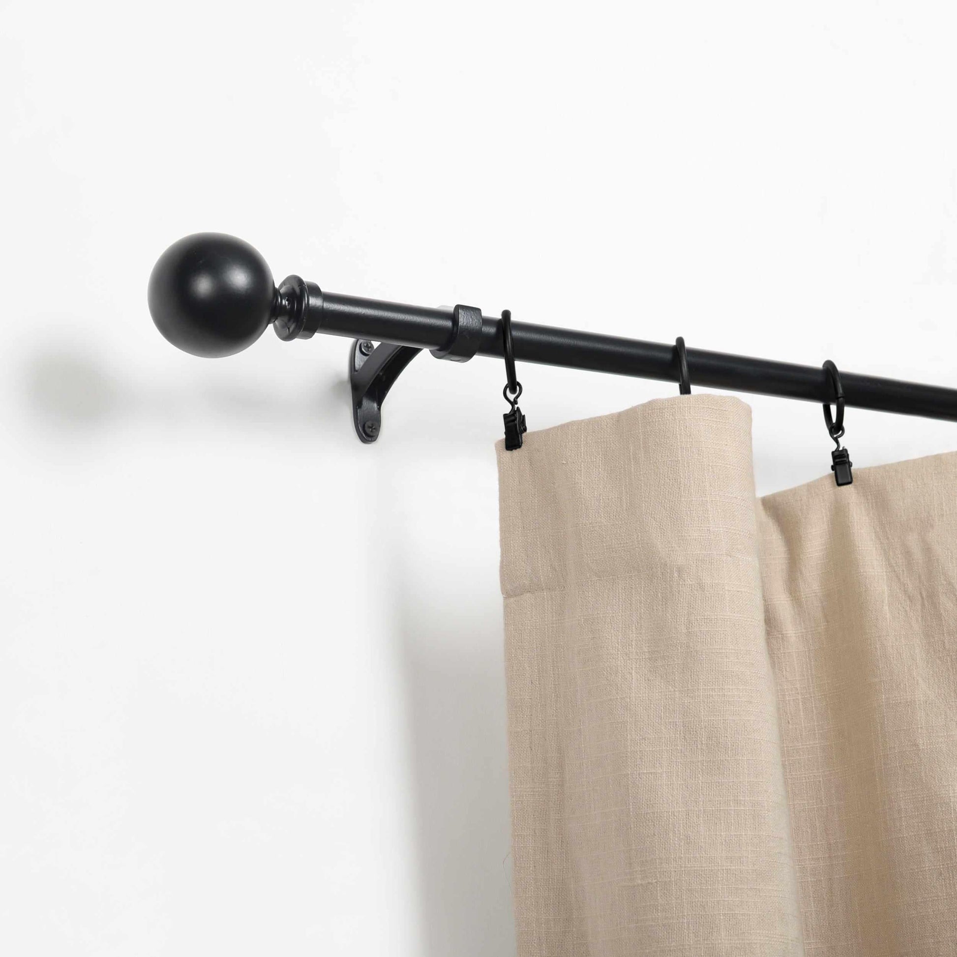 Leron Adjustable Metal Curtain Rod in Black Matte - Soft Black