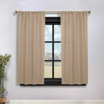 Solid Room Darkening Rod Pocket Blackout Curtain Panels, Set of 2
