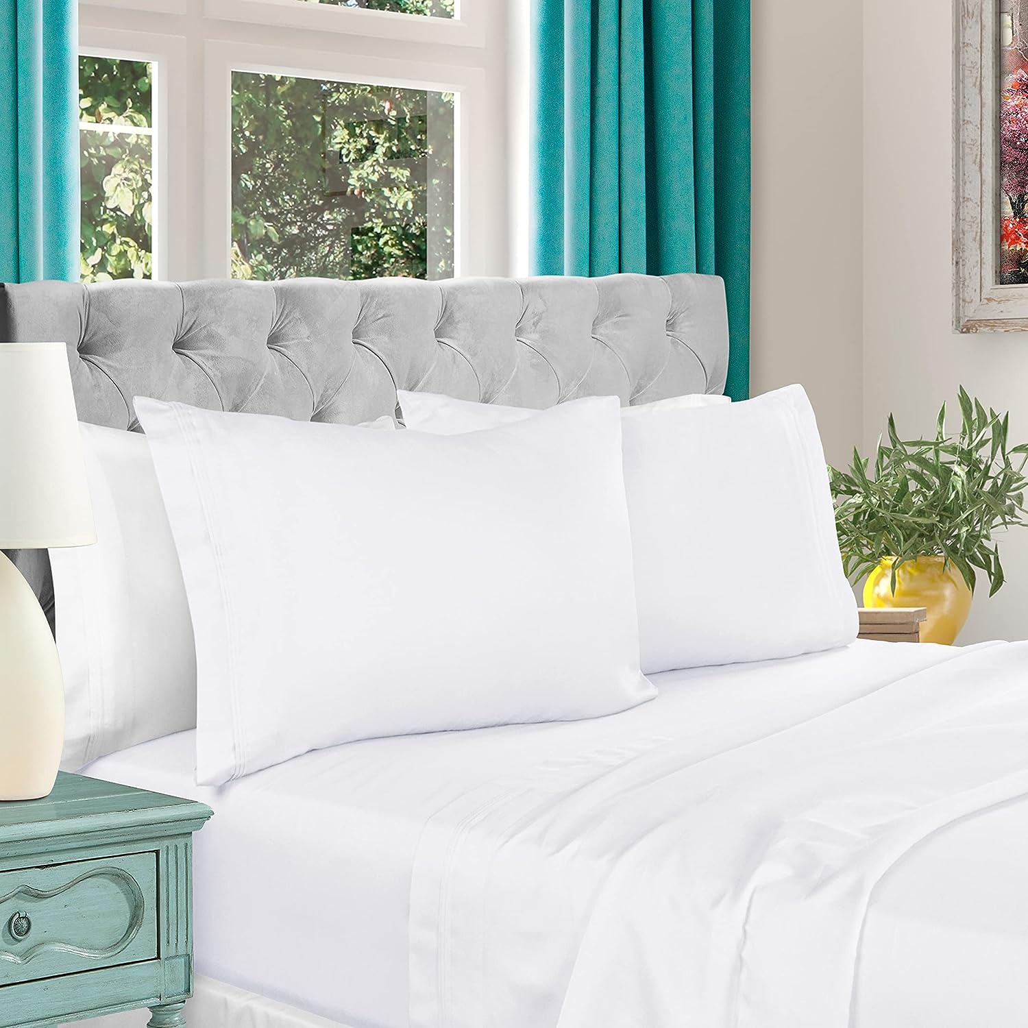 Superior Egyptian Cotton 1000 Thread Count Extra Deep Pocket Solid Sheet Set - White