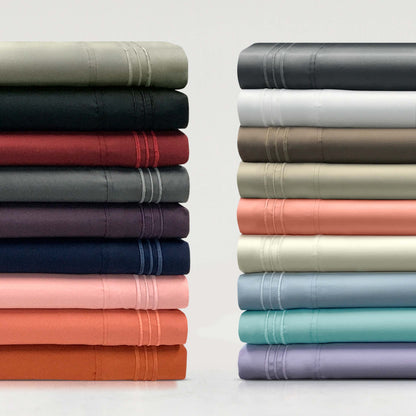 Superior 3 Line Embroidered Lines Microfiber Duvet Cover Set - Charcoal