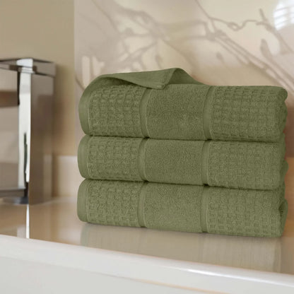 Napa Zero Twist Cotton Solid Waffle Honeycomb Bath Towel Set of 3